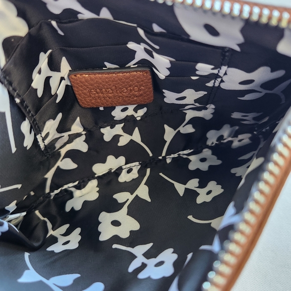 Vegan Wristlet Jenna Kator Brown Tan Saugatuck Small Bag Purse Floral Flowers - Picture 7 of 13